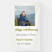 Modern happy 50th anniversary add name date photo spandoek (Verticaal)