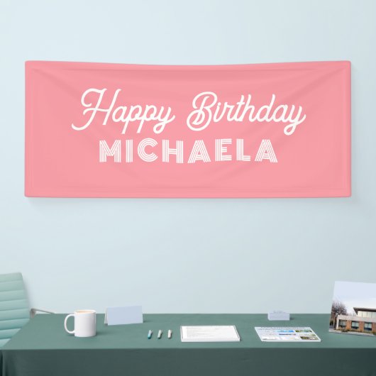 Modern Happy Birthday Custom Name Spandoek (Beurs)