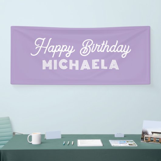 Modern Happy Birthday Custom Name Spandoek (Beurs)