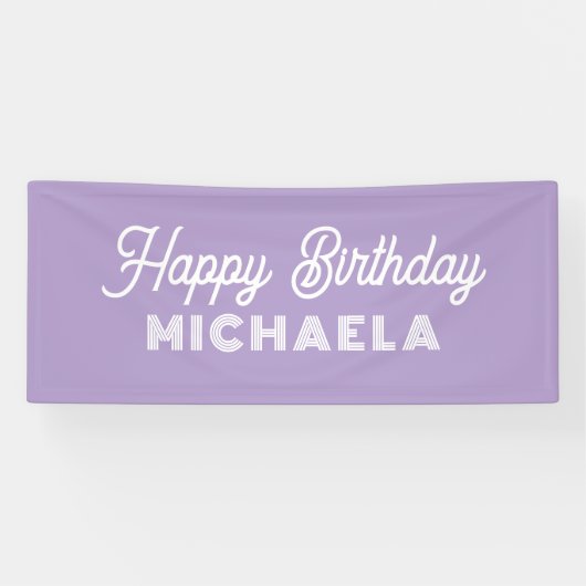 Modern Happy Birthday Custom Name Spandoek (Horizontaal)
