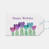Modern Happy Birthday Floral Cadeaulabel (Voorkant (Horizontaal))