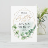 Modern Happy Birthday Party Eucalyptus Greenery Kaart (Staand voorkant)