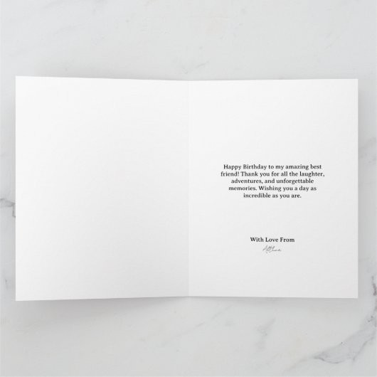 Modern Happy Birthday Pastel Bestie Photo & Name  Kaart (Binnen)