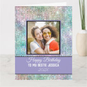 Modern Happy Birthday Pastel Bestie Photo & Name  Kaart (Voorkant)