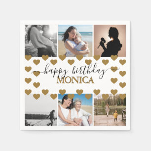 Modern Happy Birthday Photo Collage Name Script Servet