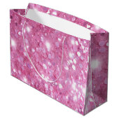 Modern Happy Birthday Pink Glitter Groot Cadeauzakje (Achterkant Gekanteld)