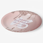 Modern Happy Birthday Roos Gold Glitter Papieren Bordje (Gekanteld)