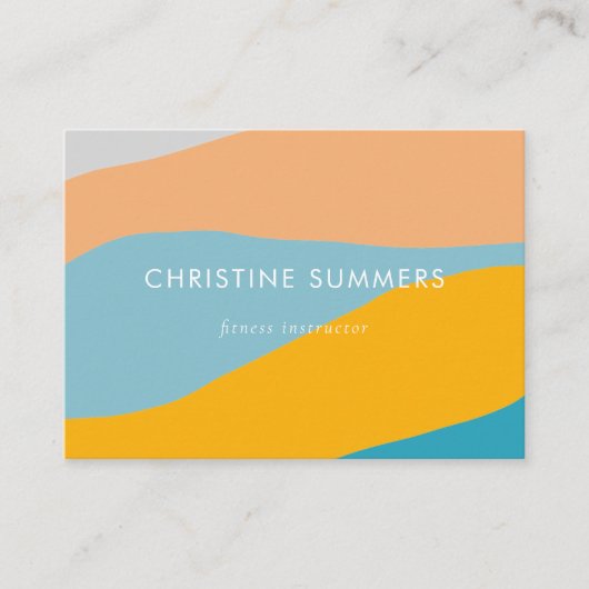 Modern Happy Bold Geometric Oranje Blue Stripes Visitekaartje (Voorkant)