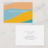 Modern Happy Bold Geometric Oranje Blue Stripes Visitekaartje (Voorkant / Achterkant)