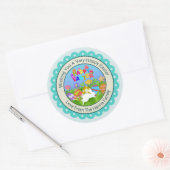 Modern Happy Easter Bunny I 3D Easter Egg Design Ronde Sticker (Envelop)