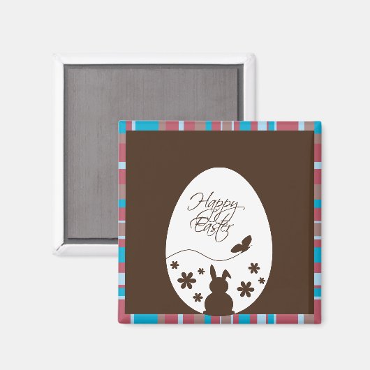 Modern Happy Easter Chocolate Brown Magneet (Voorkant / Achterkant)