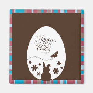 Modern Happy Easter Chocolate Brown Magneet