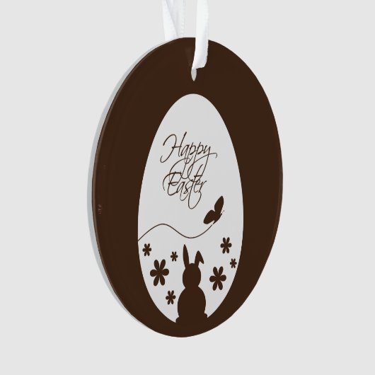 Modern Happy Easter Chocolate Brown Ornament (voorkant)