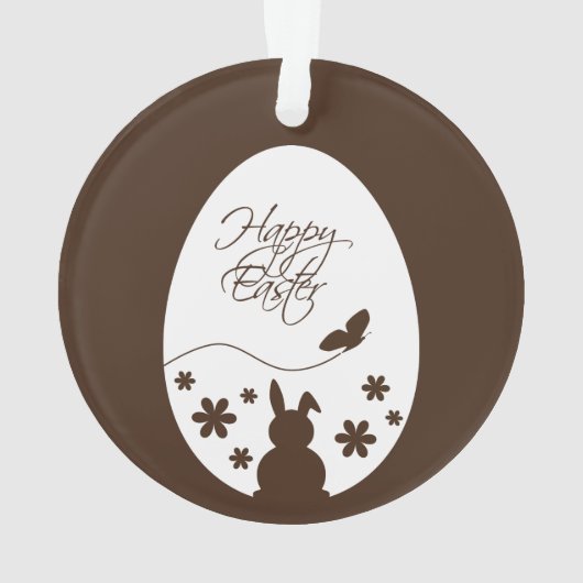 Modern Happy Easter Chocolate Brown Ornament (achterkant)