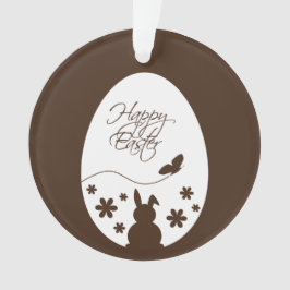 Modern Happy Easter Chocolate Brown Ornament
