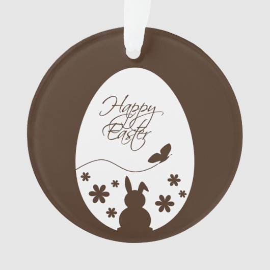 Modern Happy Easter Chocolate Brown Ornament (voorkant)
