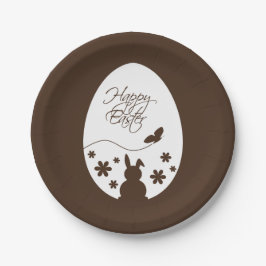 Modern Happy Easter Chocolate Brown Papieren Bordje