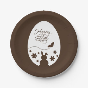 Modern Happy Easter Chocolate Brown Papieren Bordje