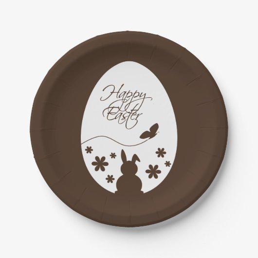 Modern Happy Easter Chocolate Brown Papieren Bordje (Voorkant)
