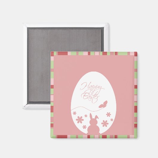 Modern Happy Easter Egg Pastel Roze Magneet (Voorkant / Achterkant)