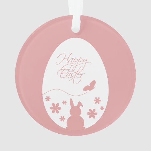 Modern Happy Easter Egg Pastel Roze Ornament (achterkant)