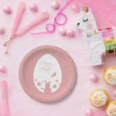 Modern Happy Easter Egg Pastel Roze Papieren Bordje (Feest)