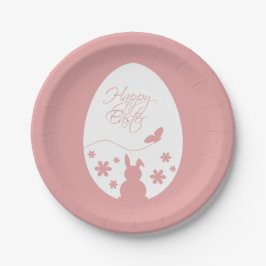 Modern Happy Easter Egg Pastel Roze Papieren Bordje