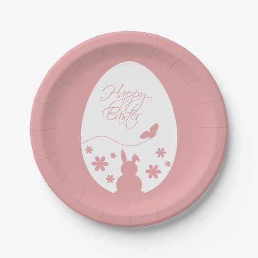 Modern Happy Easter Egg Pastel Roze Papieren Bordje (Voorkant)