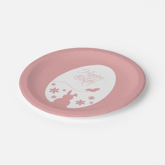 Modern Happy Easter Egg Pastel Roze Papieren Bordje (Gekanteld)