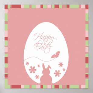 Modern Happy Easter Egg Pastel Roze Poster