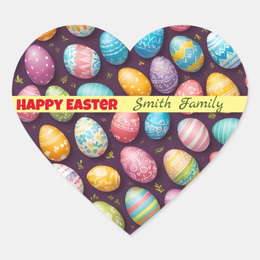 Modern Happy Easter Eggs Collectie Hart Sticker (Voorkant)