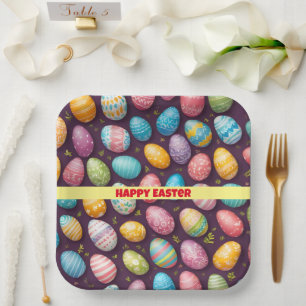 Modern Happy Easter Eggs Collectie Papieren Bordje