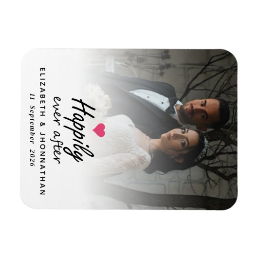Modern Happy Ever After Heart Schattigee paar foto Magneet (Horizontaal)