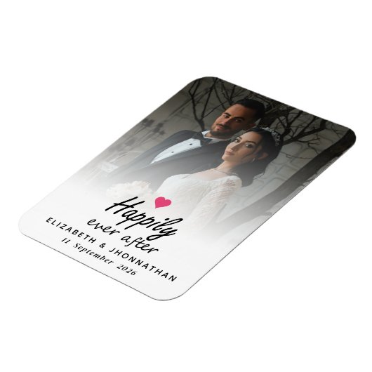 Modern Happy Ever After Heart Schattigee paar foto Magneet (Linkerzijde)