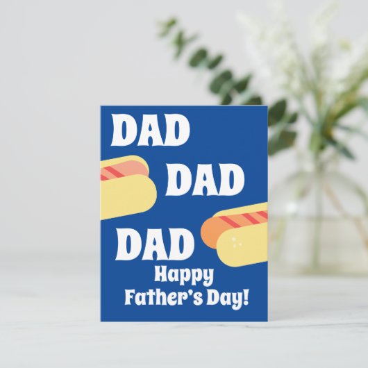 Modern Happy Father's Day Hotdog BBQ Dad Blue (Staand voorkant)