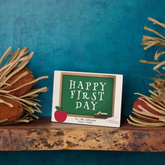 Modern Happy First Day – Custom Name Plaque Fotoplaat (Zijkant)