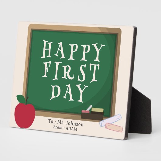 Modern Happy First Day – Custom Name Plaque Fotoplaat (Zijkant)
