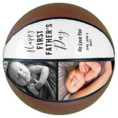Modern Happy First Father's Day White 2 Fotonaam Basketbal (Voorkant)