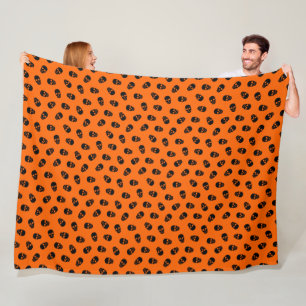 Modern Happy Halloween Oranje Skull Fleece Deken