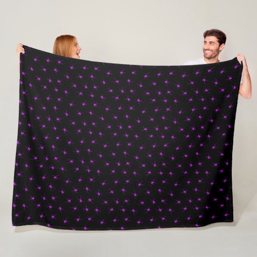 Modern Happy Halloween Paarse Spider Fleece Deken (In situ)