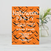 Modern Happy Halloween Party Black Bat Sinaasappel Kaart (Staand voorkant)