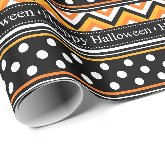 Modern Happy Halloween Pattern Cadeaupapier (Rol Hoek)