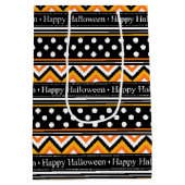 Modern Happy Halloween Pattern Medium Cadeauzakje (Achterkant)
