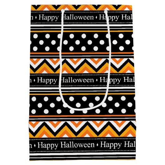 Modern Happy Halloween Pattern Medium Cadeauzakje (Achterkant)