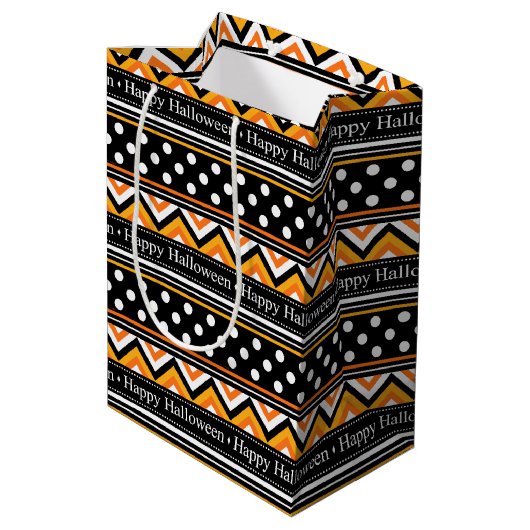 Modern Happy Halloween Pattern Medium Cadeauzakje (Achterkant Gekanteld)