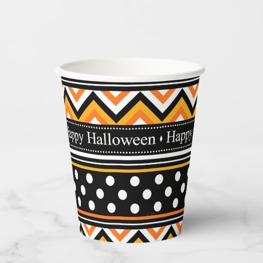 Modern Happy Halloween Pattern Papieren Bekers (Voorkant)