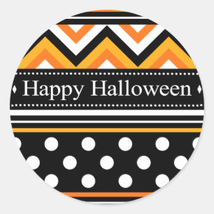 Modern Happy Halloween Pattern Ronde Sticker