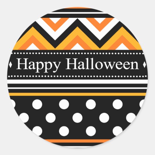 Modern Happy Halloween Pattern Ronde Sticker (Voorkant)