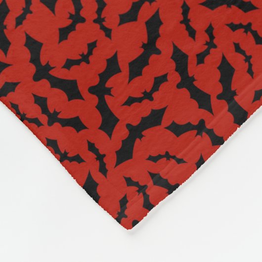 Modern Happy Halloween Red Bat Fleece Deken (Hoek)