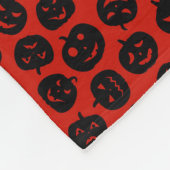 Modern Happy Halloween Red Pumpkin Fleece Deken (Hoek)